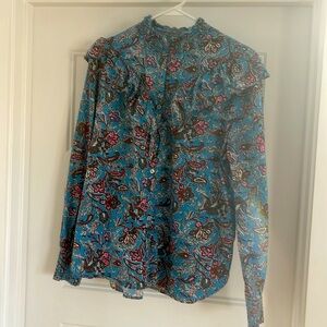 LOFT Blue floral button-down.